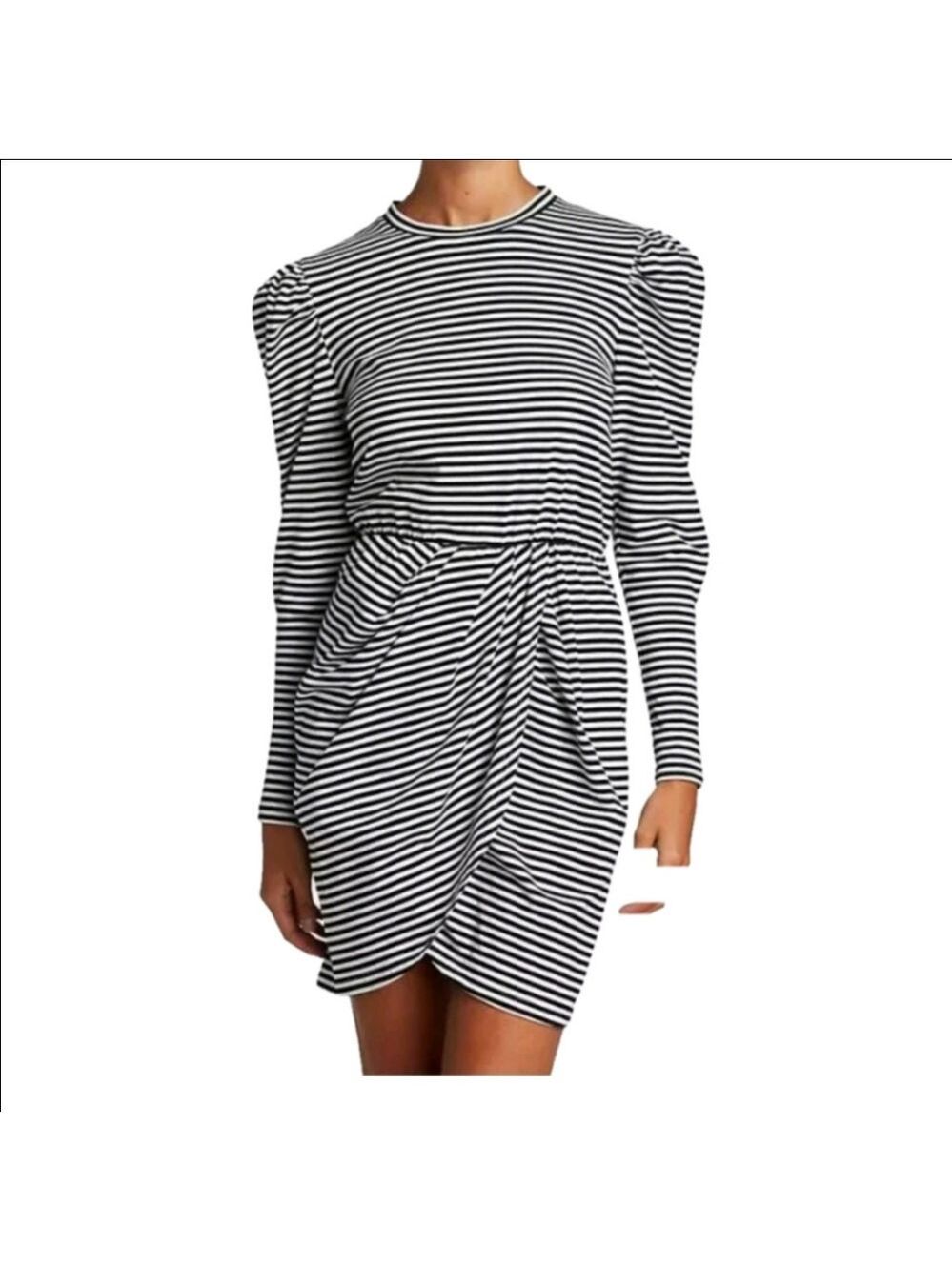 Derek Lam IO Crosby Nyla Puff Sleeve striped Cotton mini dress Size SM